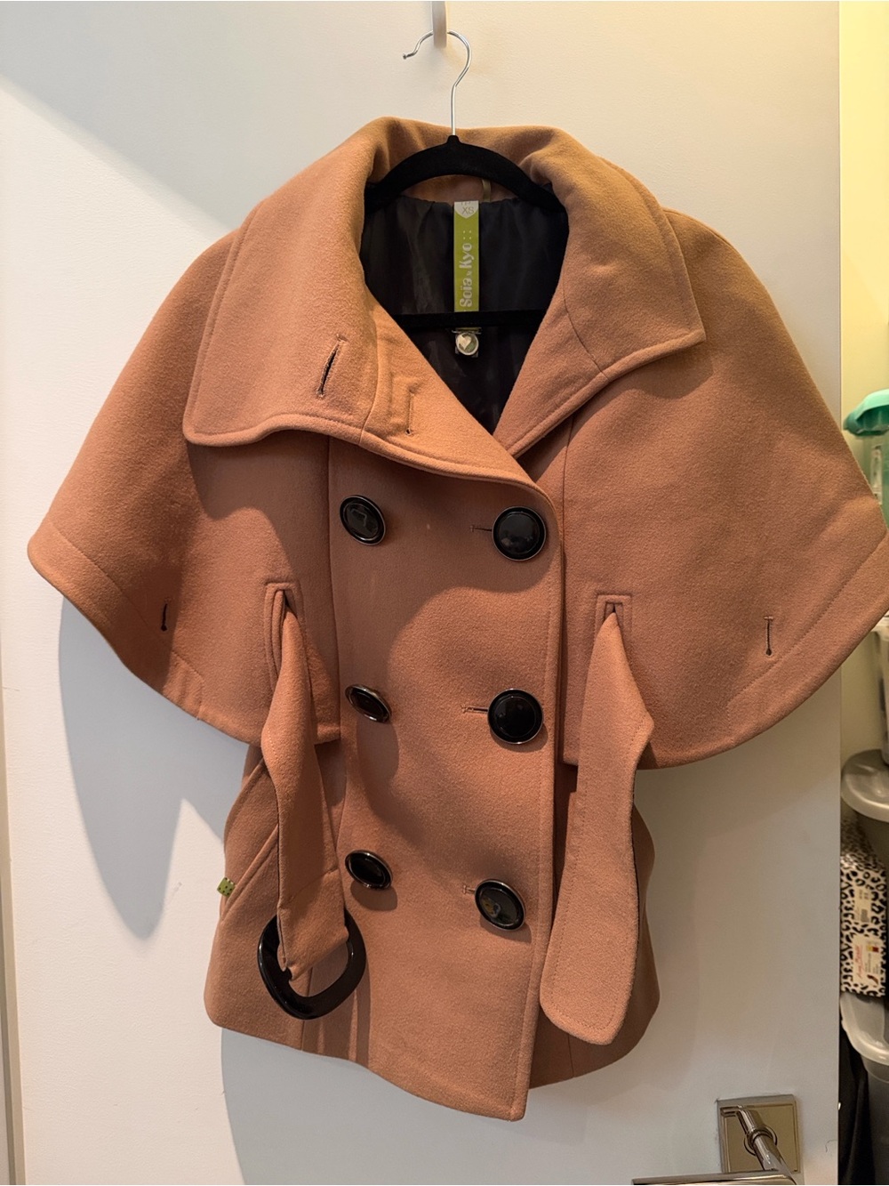 Soia & Kyo Double-Breasted Camel Cape Coat